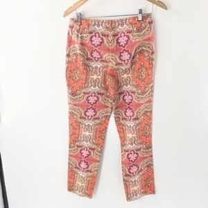 Talbots Womens Pants Stretch Signature Cropped Chino Multicolor Paisley Sz 2